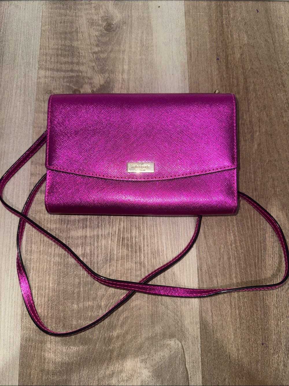 Kate Spade Metallic Fuchsia Crossbody Bag